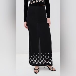 Rabanne Black Maxi Skirt with Eyelet Detail